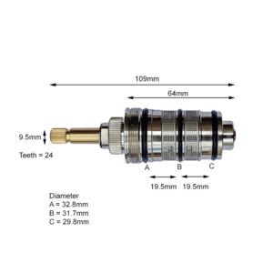 Alternative view of Long Stem Screw In Thermostatic Shower Cartridge - 109mm Tall
