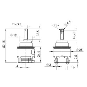 Alternative view of 25mm Closed Base Cartridge