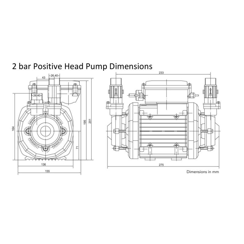 Tucson Equinox Positive Head Shower Pump - 2 bar - Image 4
