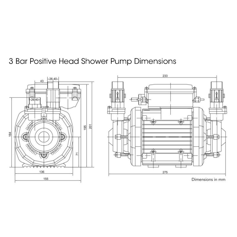 Tucson Equinox Positive Head Shower Pump - 3 bar - Image 4